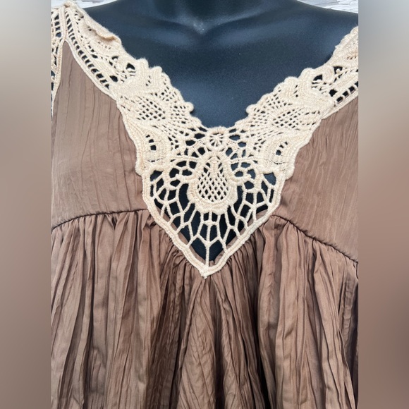 Free People Breathless Crochet BoHo Beachy Mini Slip Dress Medium - Picture 4 of 7